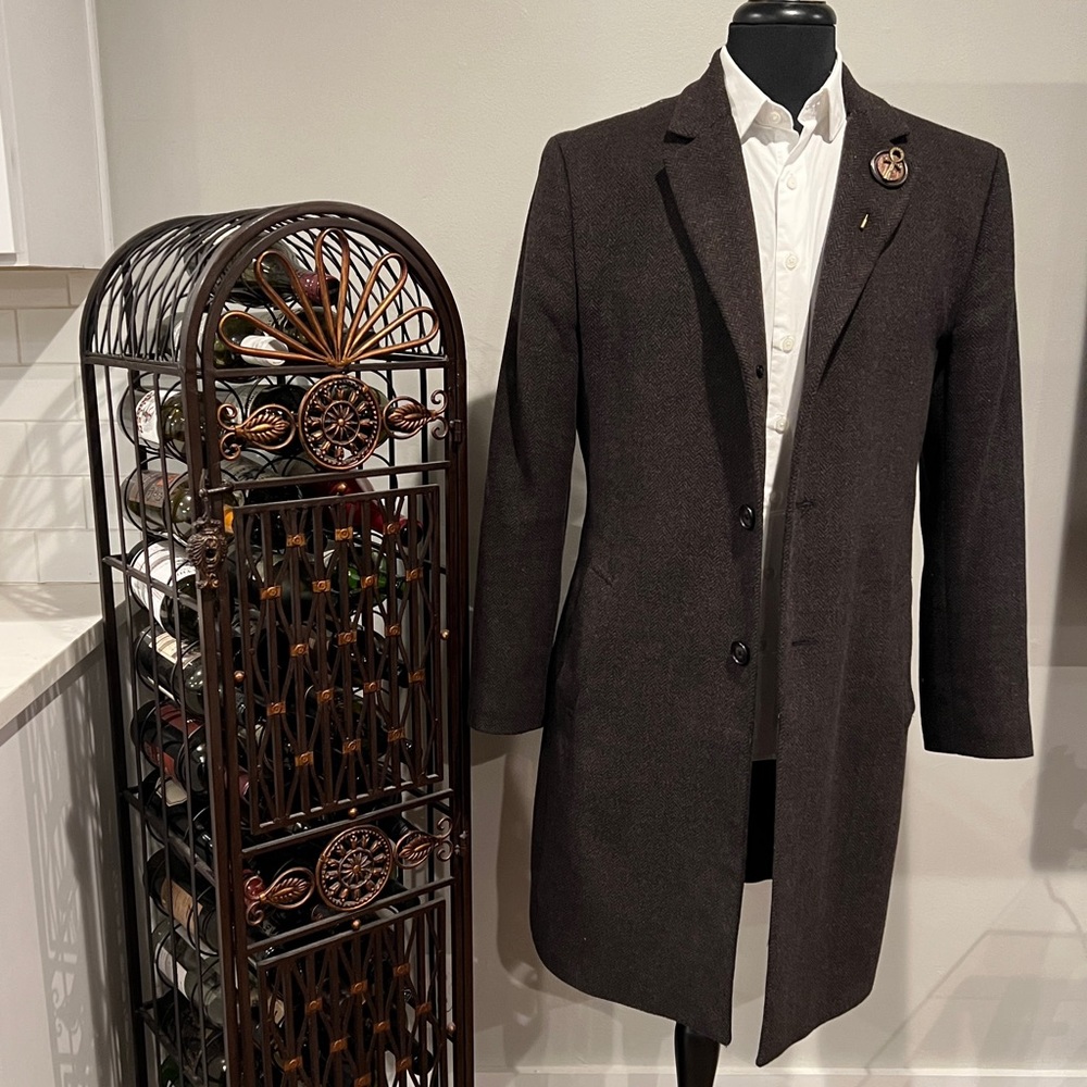 Nautica Brown Wool Blend Overcoat 40R